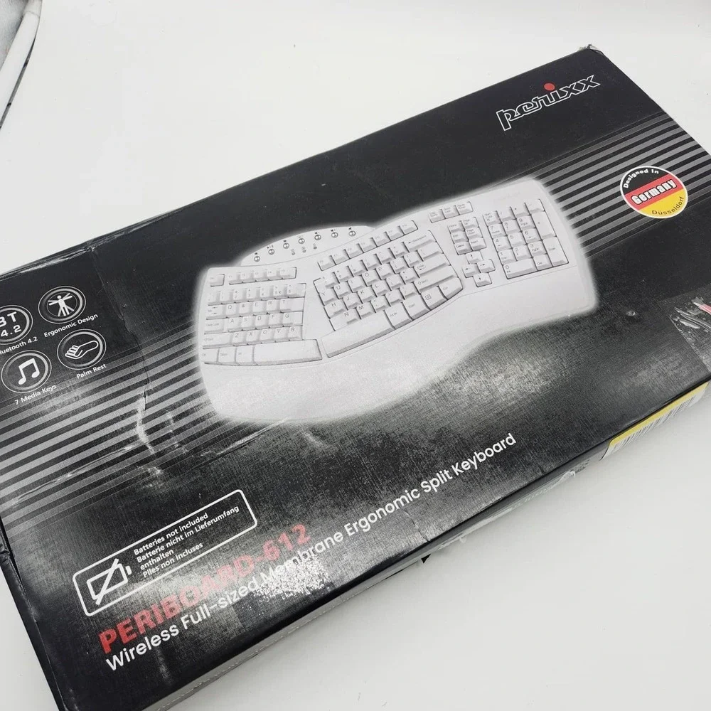 Perixx Periboard-612 Wireless‎ Ergonomic Split Keyboard USB White Mac Windows